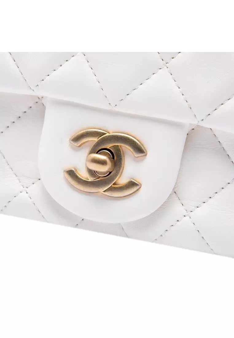 Pre-Loved Chanel Mini Square Classic Lambskin Pearl Crush Single Flap