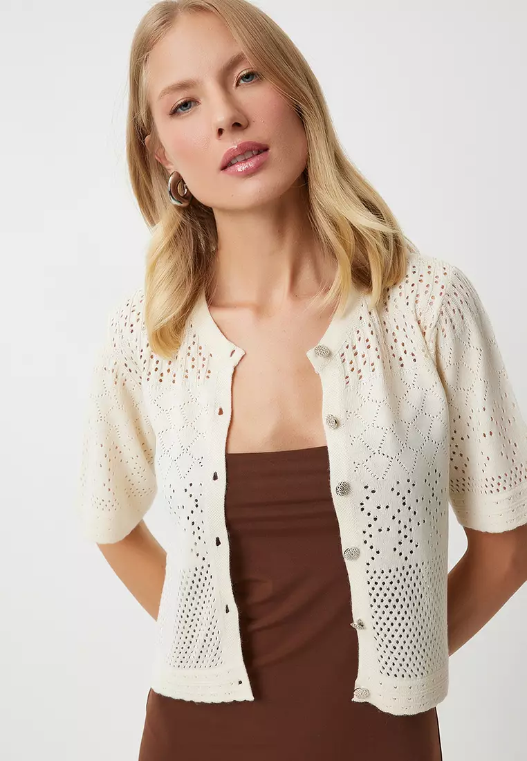 Short Sleeve Crop Cardigan