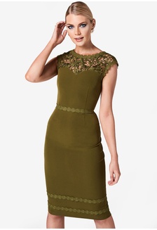 Buy Paper Dolls Coral Crochet Mini Shift Dress With Scallop Trim