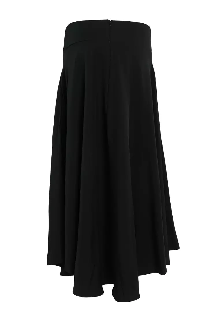 Black Wrap Style Long Maxi Skirt