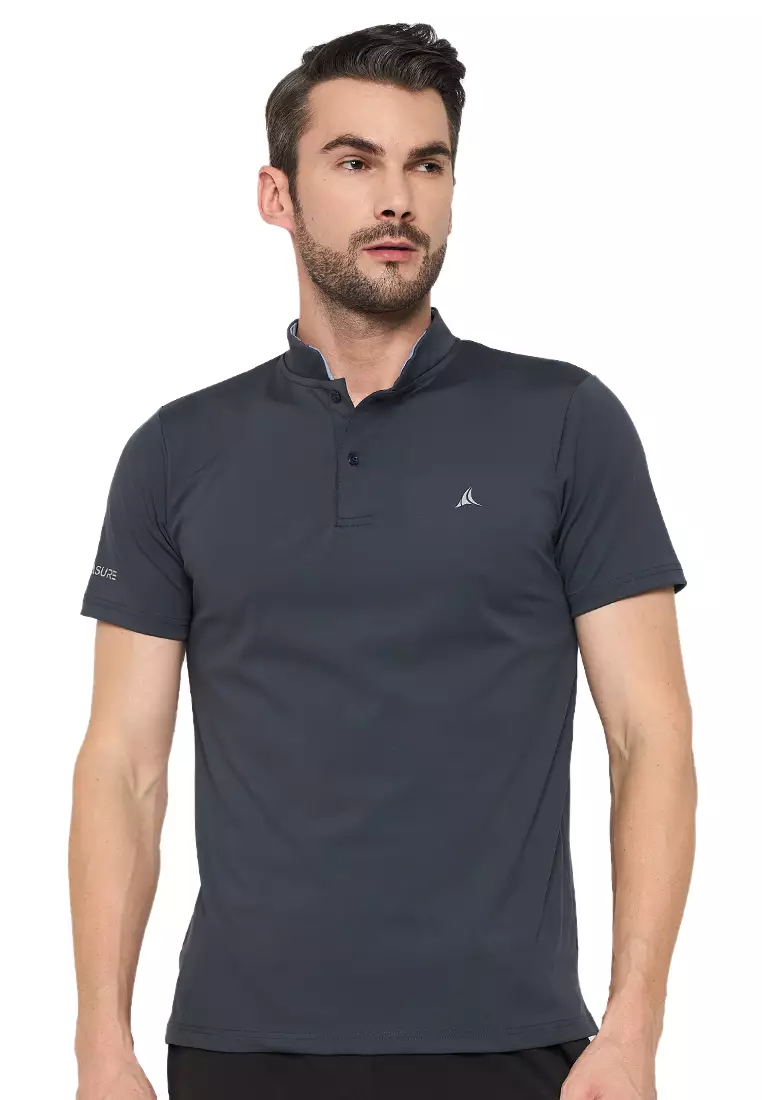 Grey Luxe Men's Athleisure Chinese Collar Designer Tee