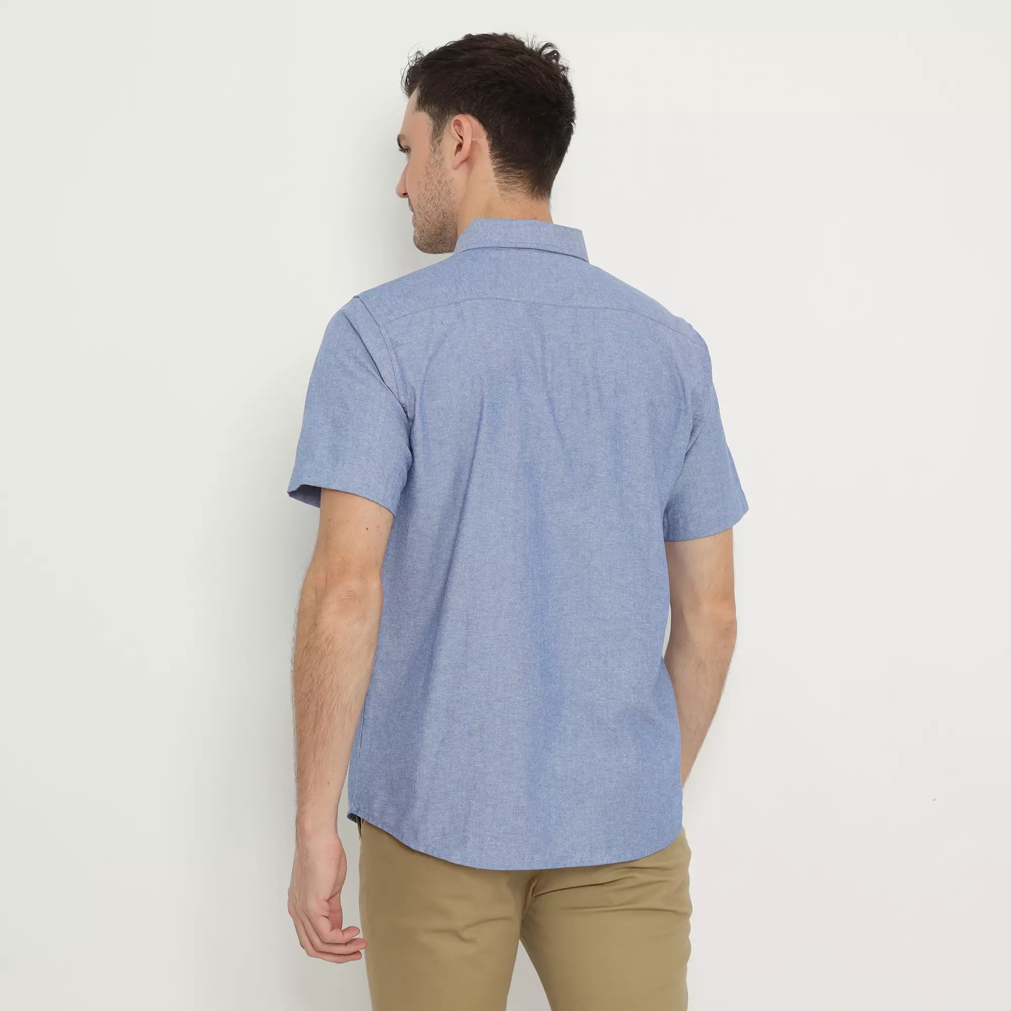 Platini Kemeja Pria Polos Oxford Pendek Dusty Blue 1069