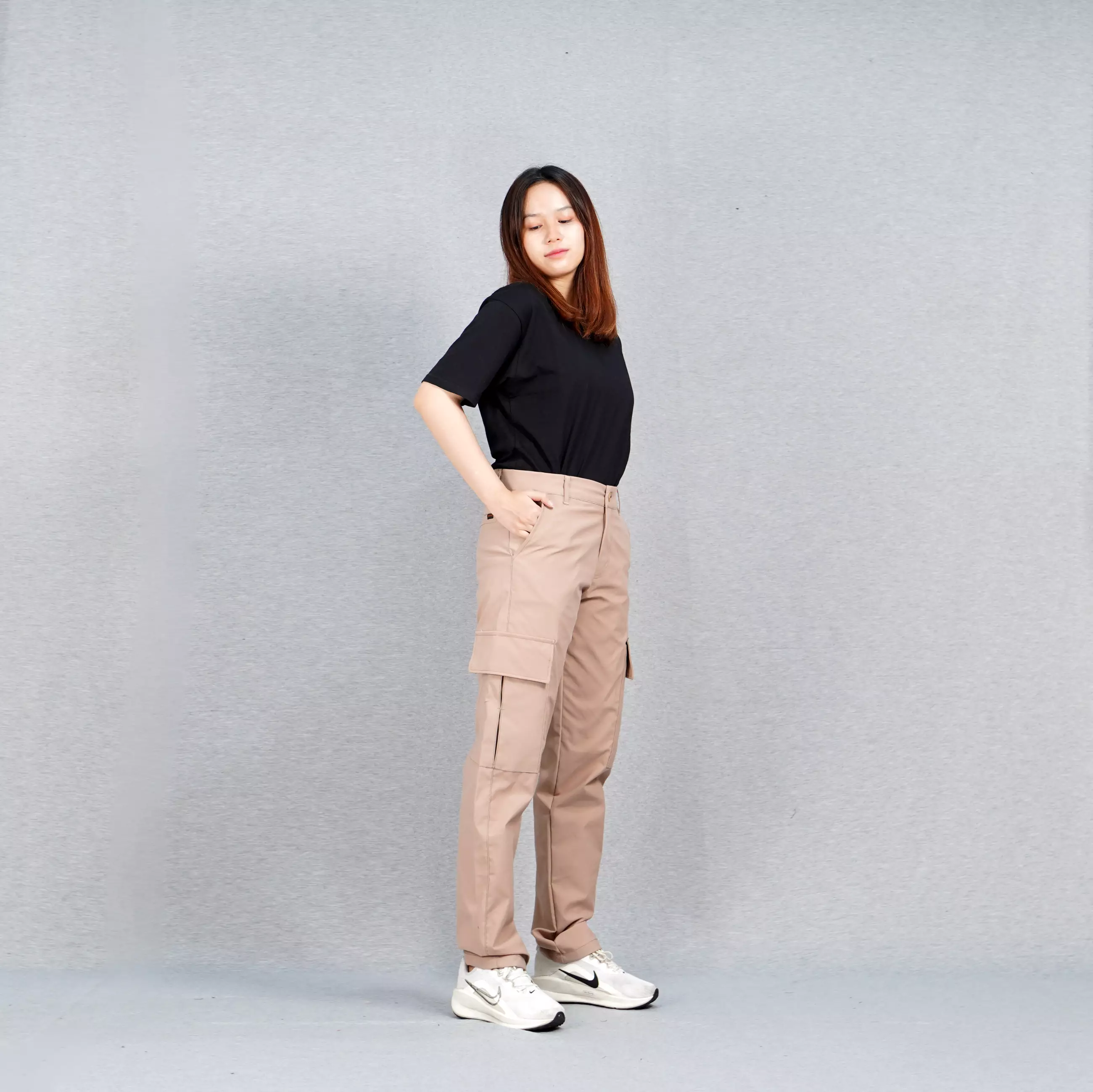 RAYSA Celana Cargo Panjang Wanita Celana Cargo Earth Tone Wanita - Coksu