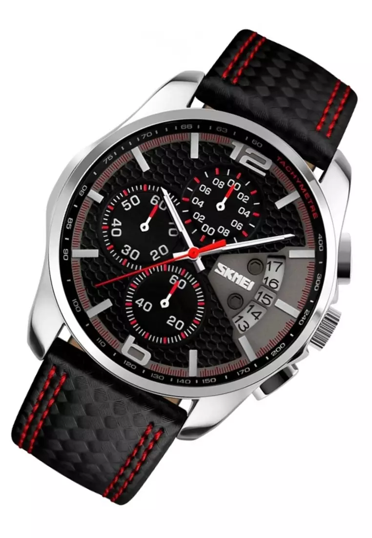 Jam Tangan Kasual Analog Pria Waterproof Strap Tali Material Leather QQ11 ORIGINAL