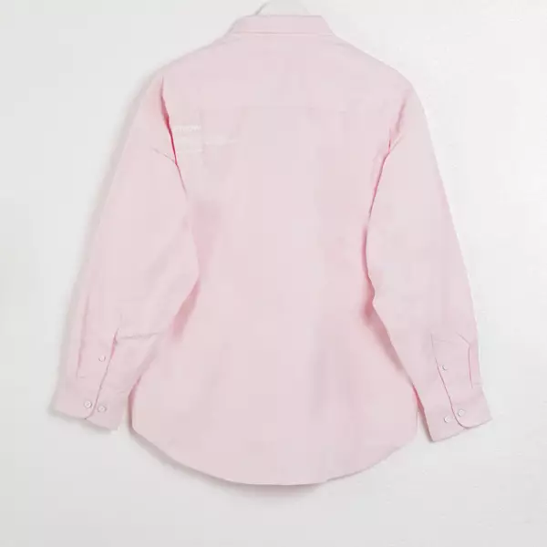 Kemeja AAPE NOW EMBROIDERY PATCH GREY BABY PINK LONG SHIRT 100% ORIGINAL