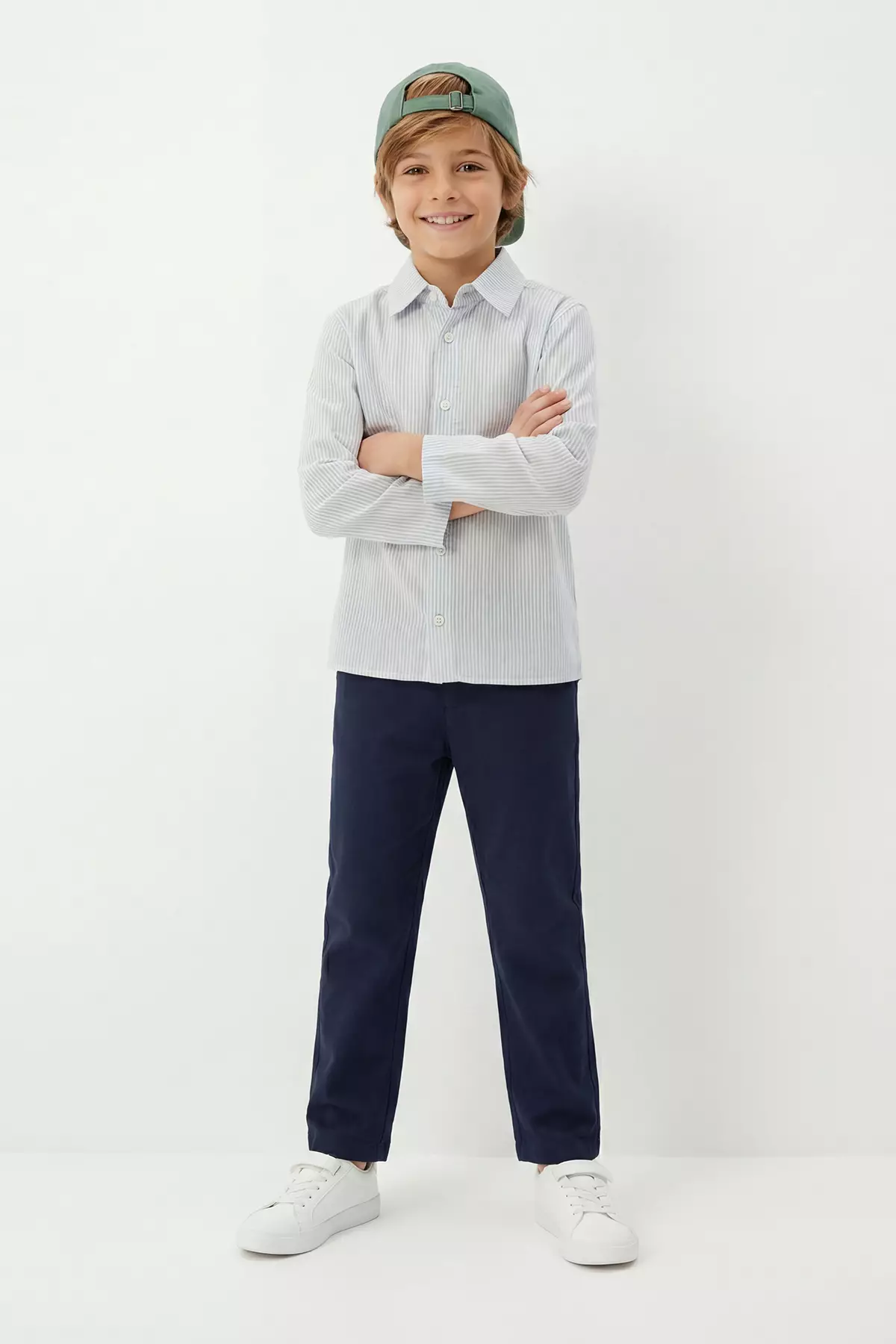 Blue Boy'S Striped Woven Holiday Outfit - Top And Bottom Set Tkdss26Au00023