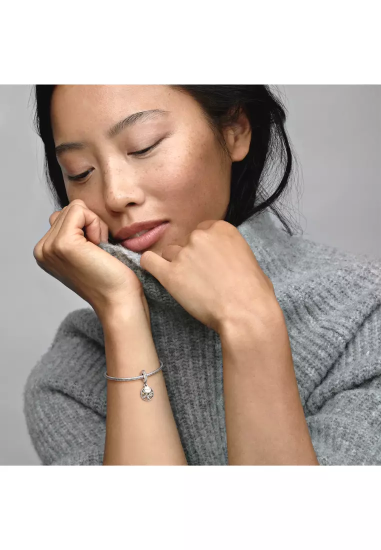 Family Tree Silver Dangle With 14k And Clear Cubic Zirconia