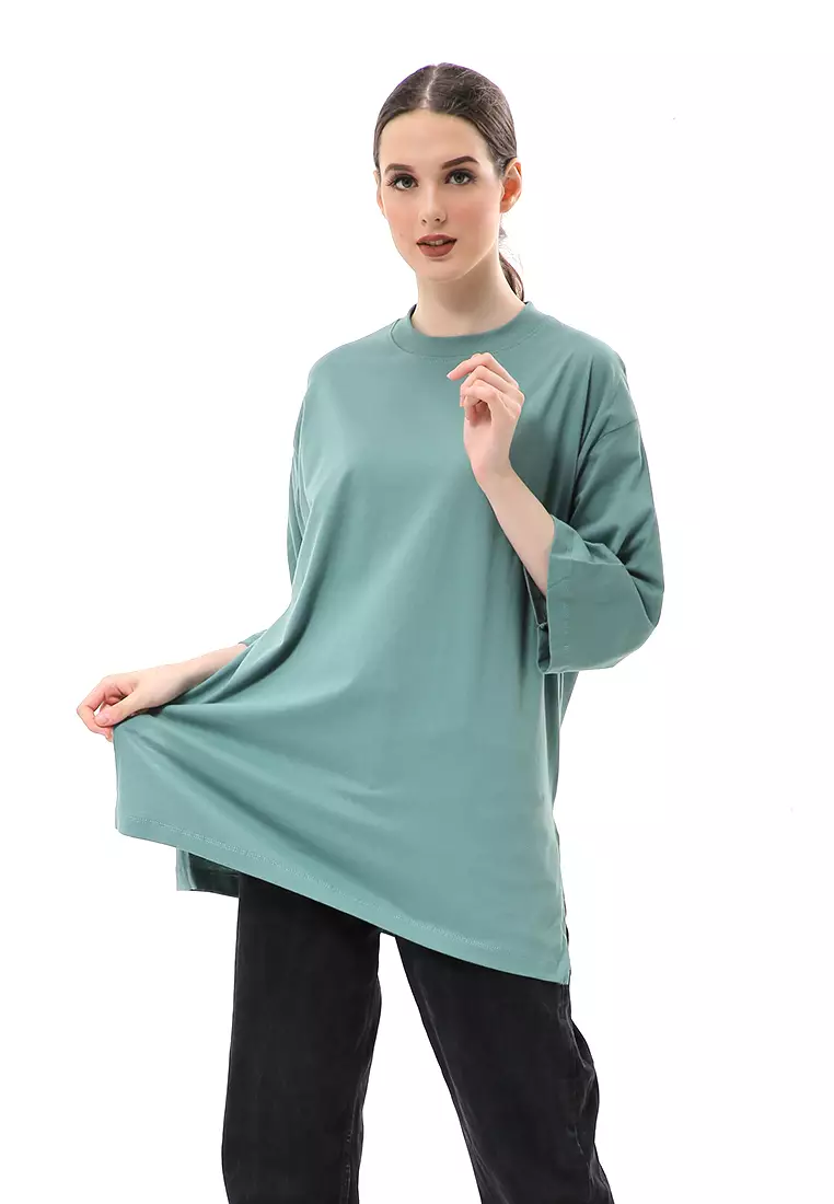 Wina Kaos Atasan Wanita Polos Basic Oversize - Cactus