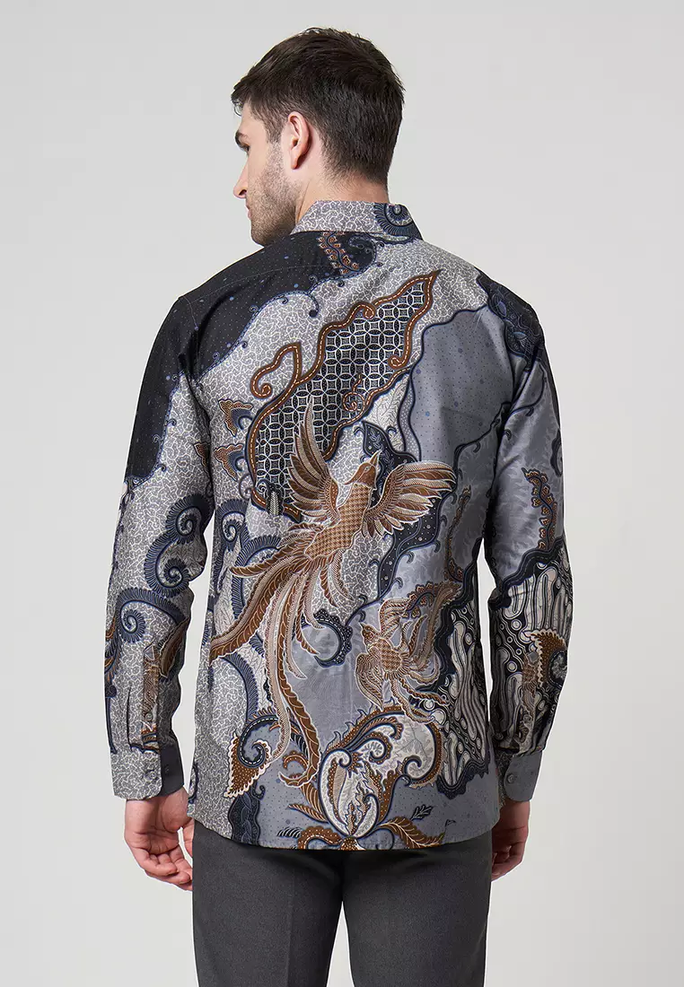 Slimfit Argya Brown Kemeja Batik Pria Lengan Panjang