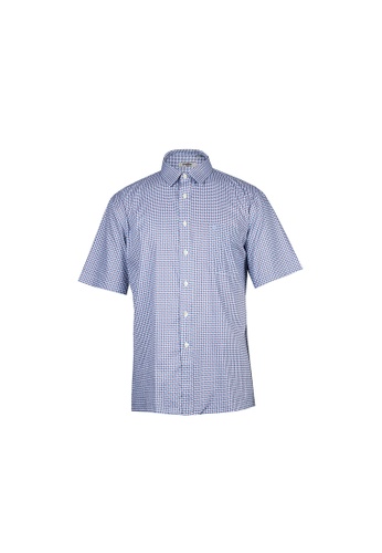 Goldlion blue Goldlion Smart Casual Fit 100% Cotton Short-Sleeved Shirt - Blue with Red Dotted CE01AAAABCD47EGS_1