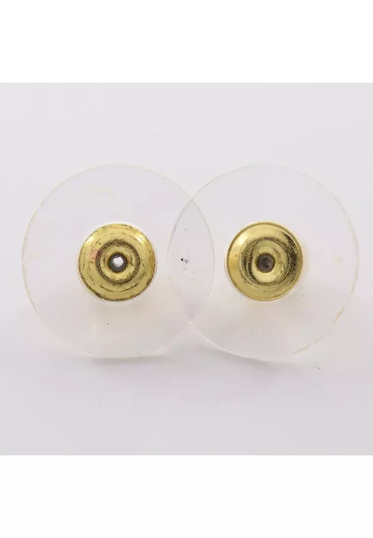 Chanel Pre-Loved Chanel coco mark ribbon swing earrings GP 