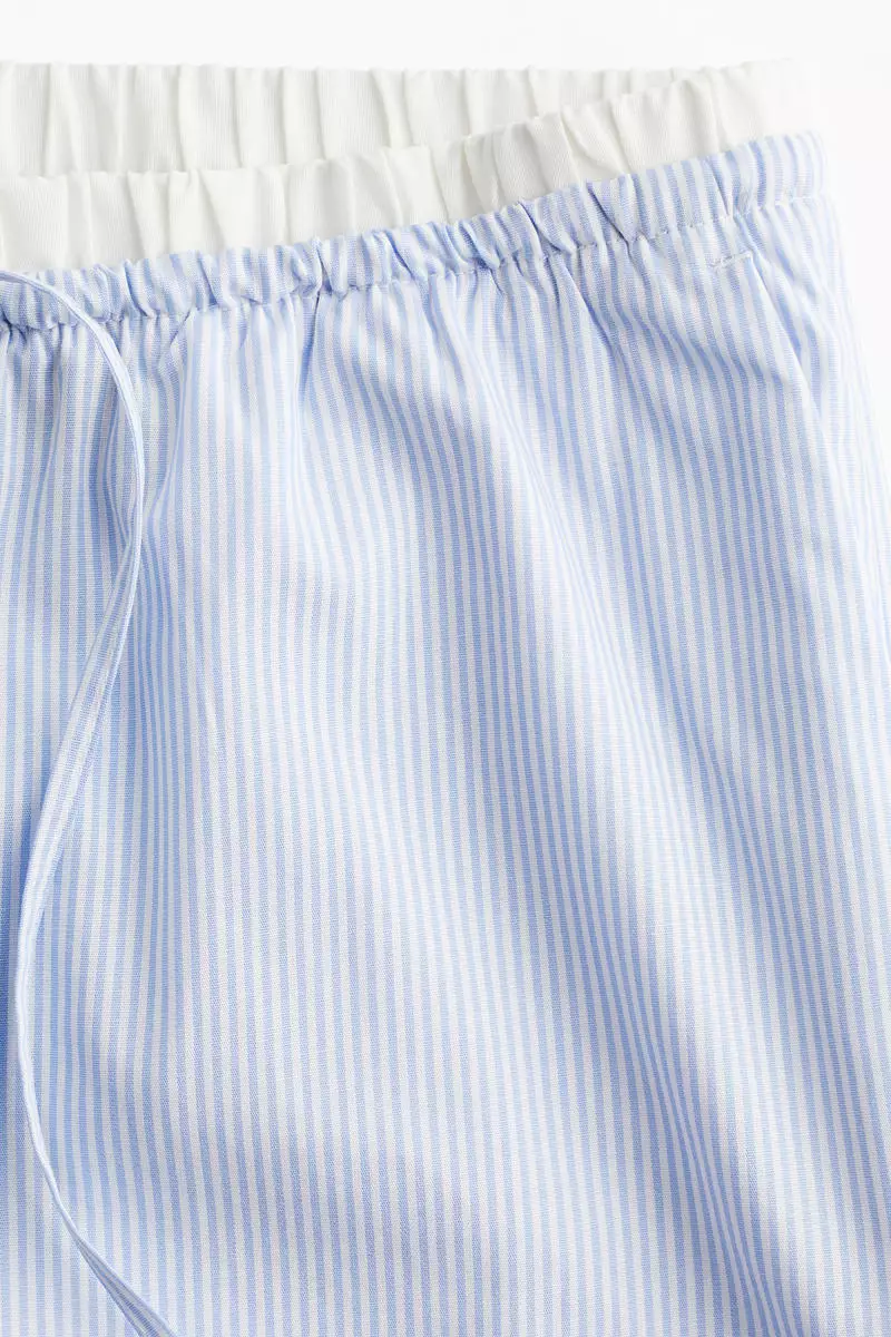 Double-waistband poplin drawstring trousers