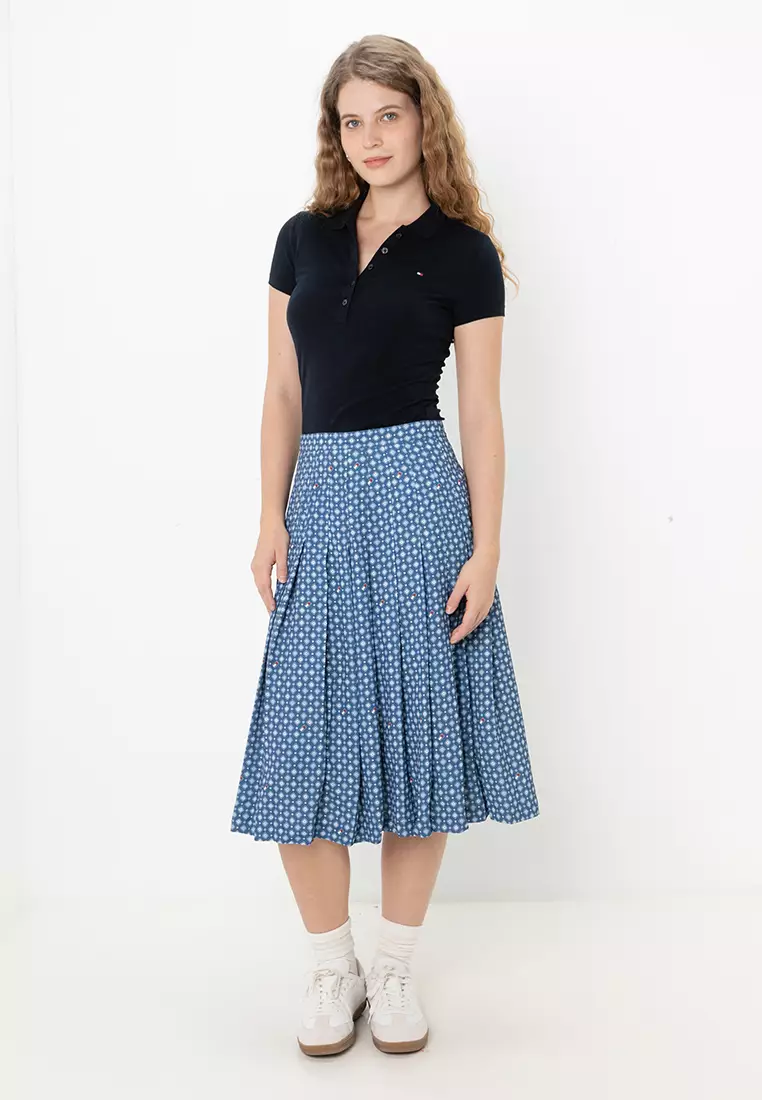 Foulard Pleated Midi Skirt - Tommy Jeans
