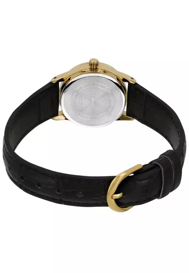 Women's Analog Watch LTP-V001GL-7B Black Leather Band Watch for ladies