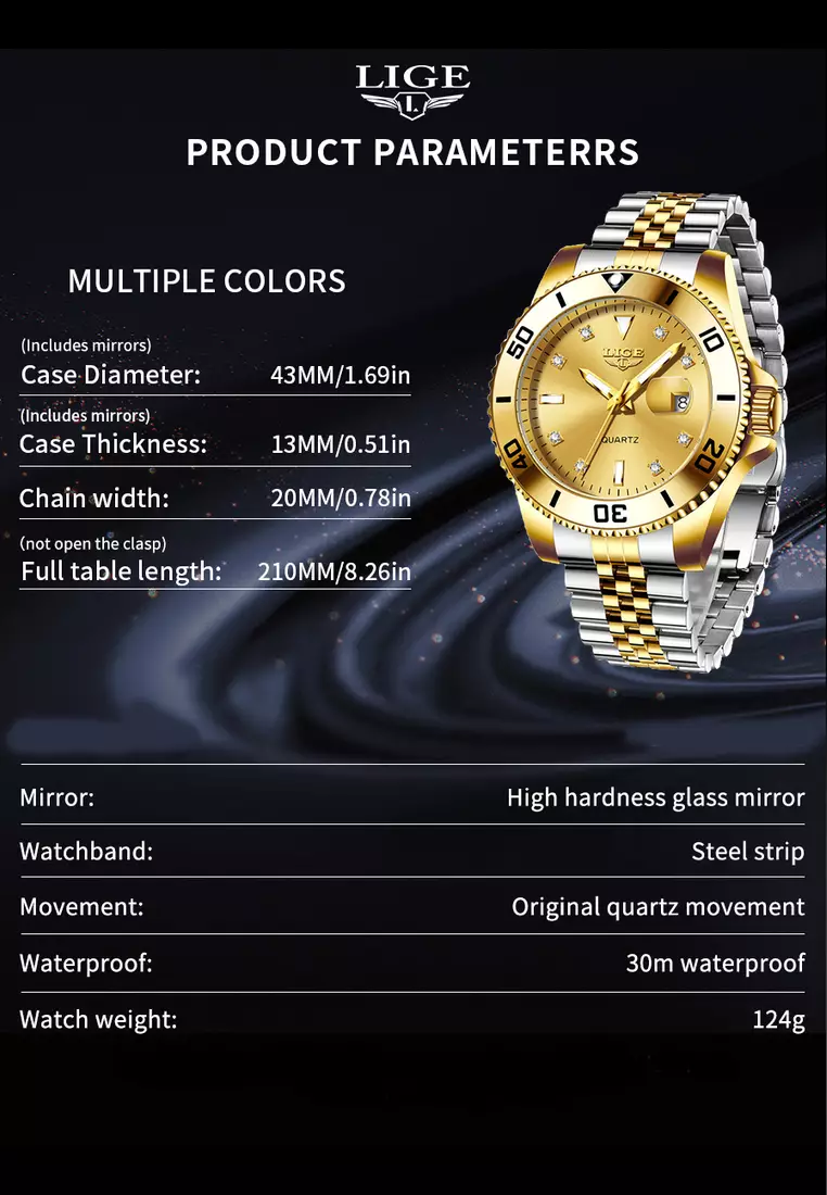 Unisex Classic Diver's Stainless Steel Quartz Watch on Steel Bracelet