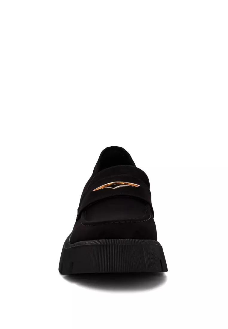 Sepatu Chunky Suede Mikro Hitam