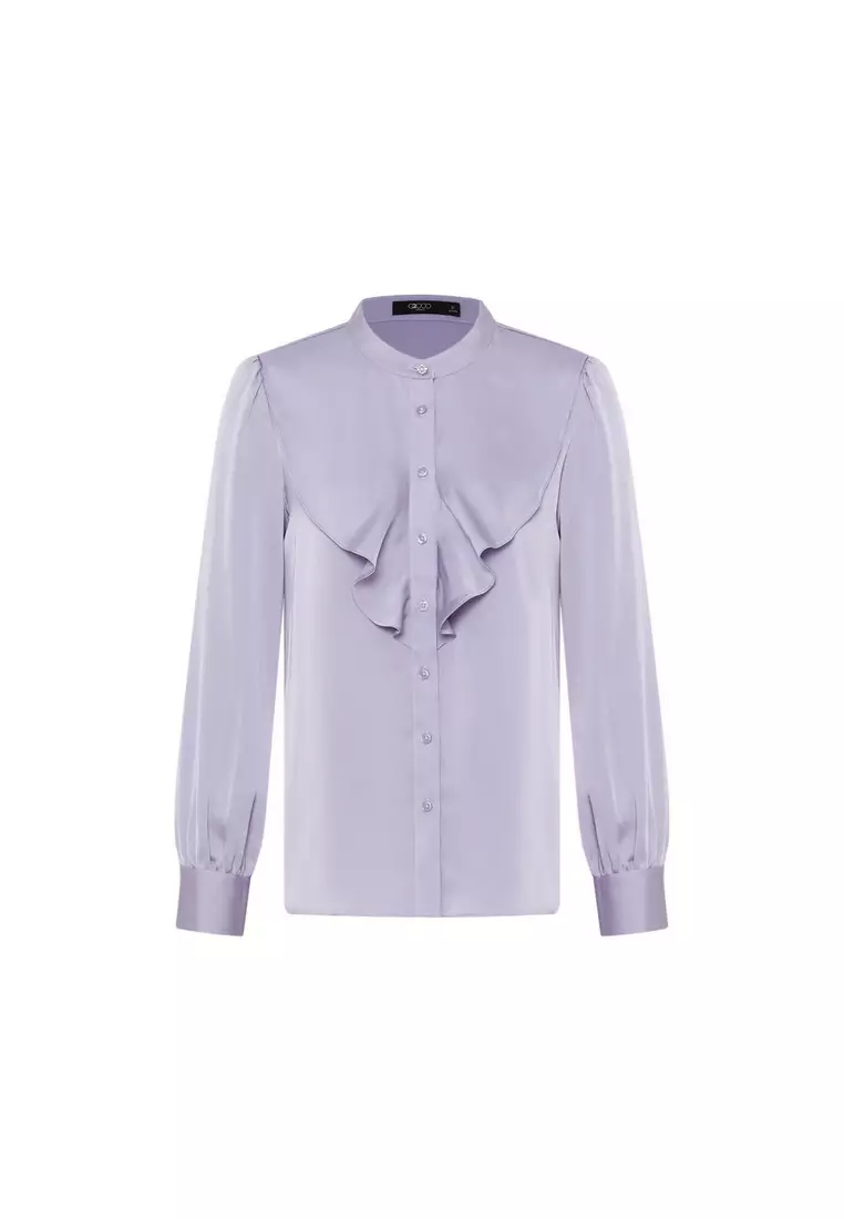 Polyester Stand Collar Blouse