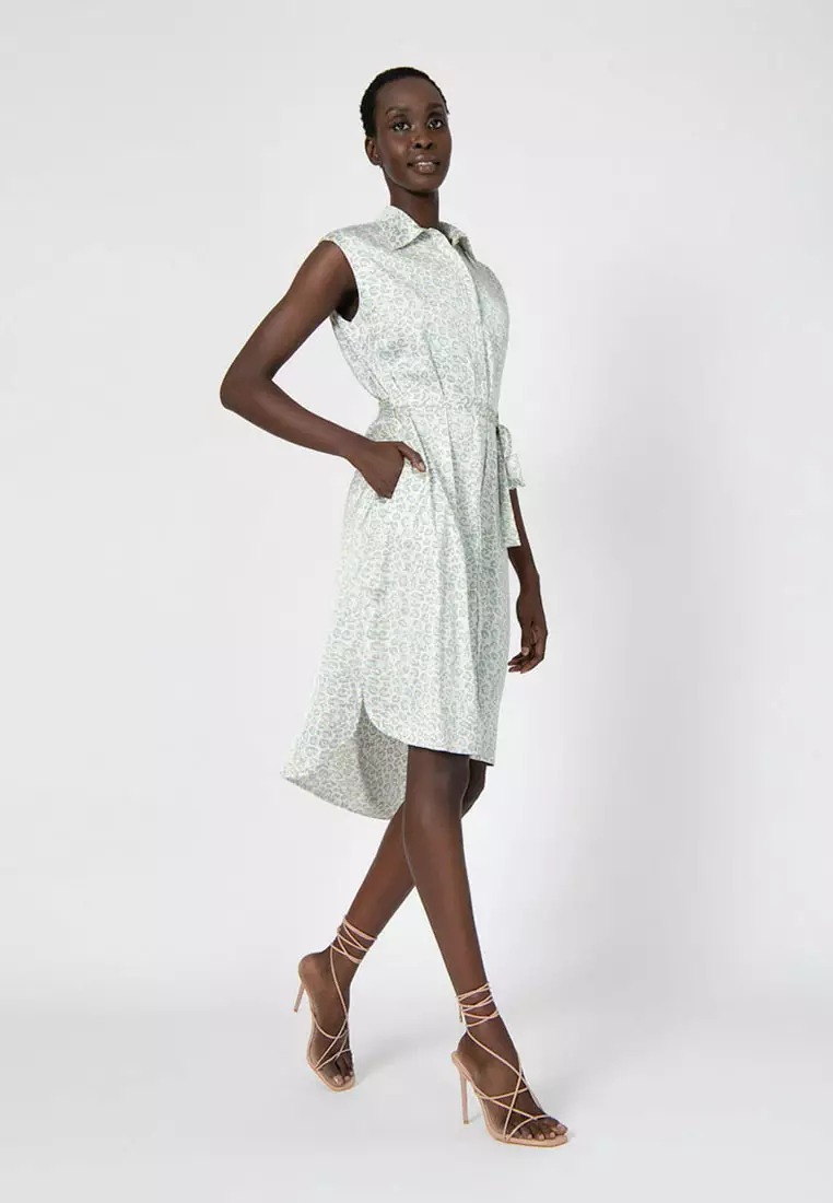 Sleeveless belted shirt dress 2025