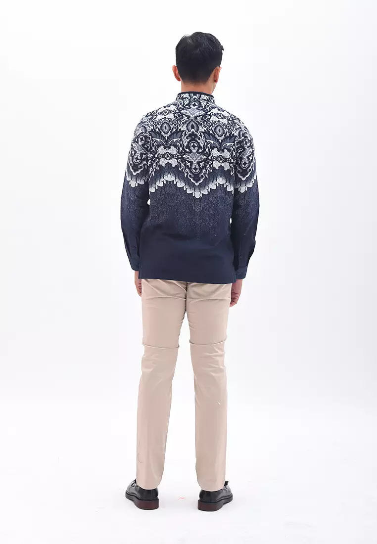MANZONE Kemeja Batik Shangai Lengan Panjang KIWANDRA - BLACK