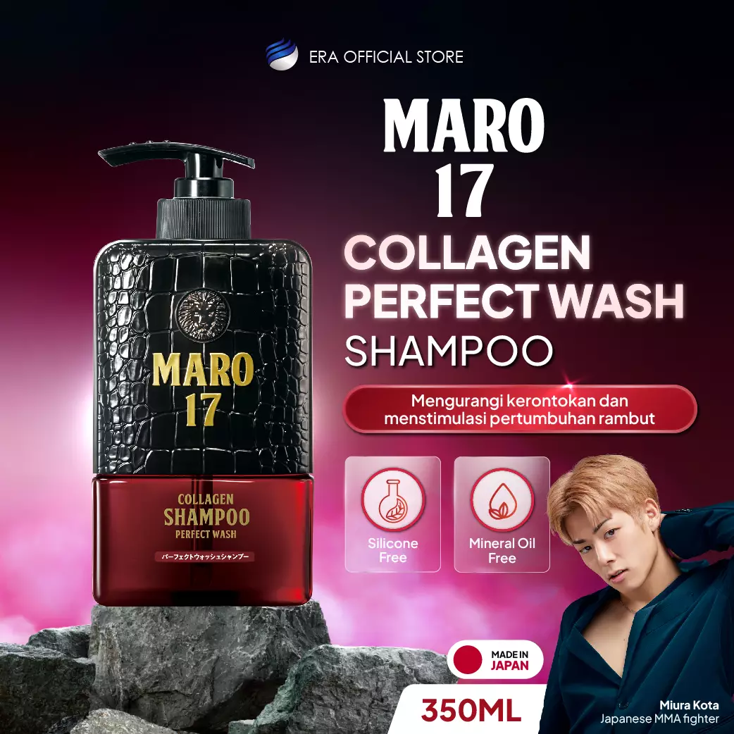 MARO17 Collagen Shampoo PERFECT WASH 350ml - Shampoo Pria Untuk Rambut Rontok / Hair Loss Shampoo