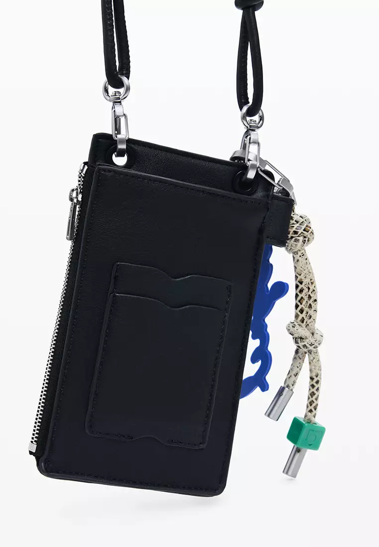 Mobile holder leather-effect logo