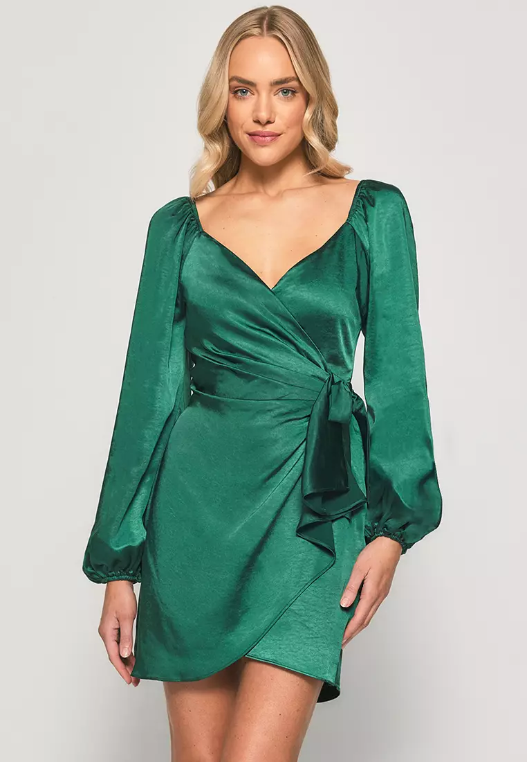 Style State Wrap Front Tie Detail Satin Dress 2024, Buy Style State Online
