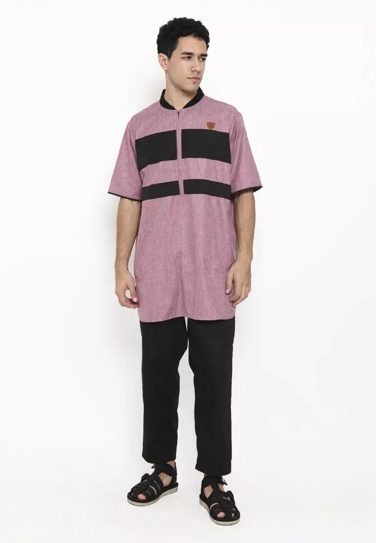 Zayidan Baju Koko Gamis Muslim Pria Zulfan - Pink