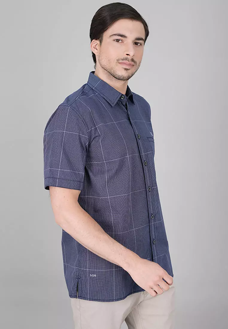 LGS Kemeja Casual Pria Motif Kotak Warna Biru CSH.270.S730.1291.C