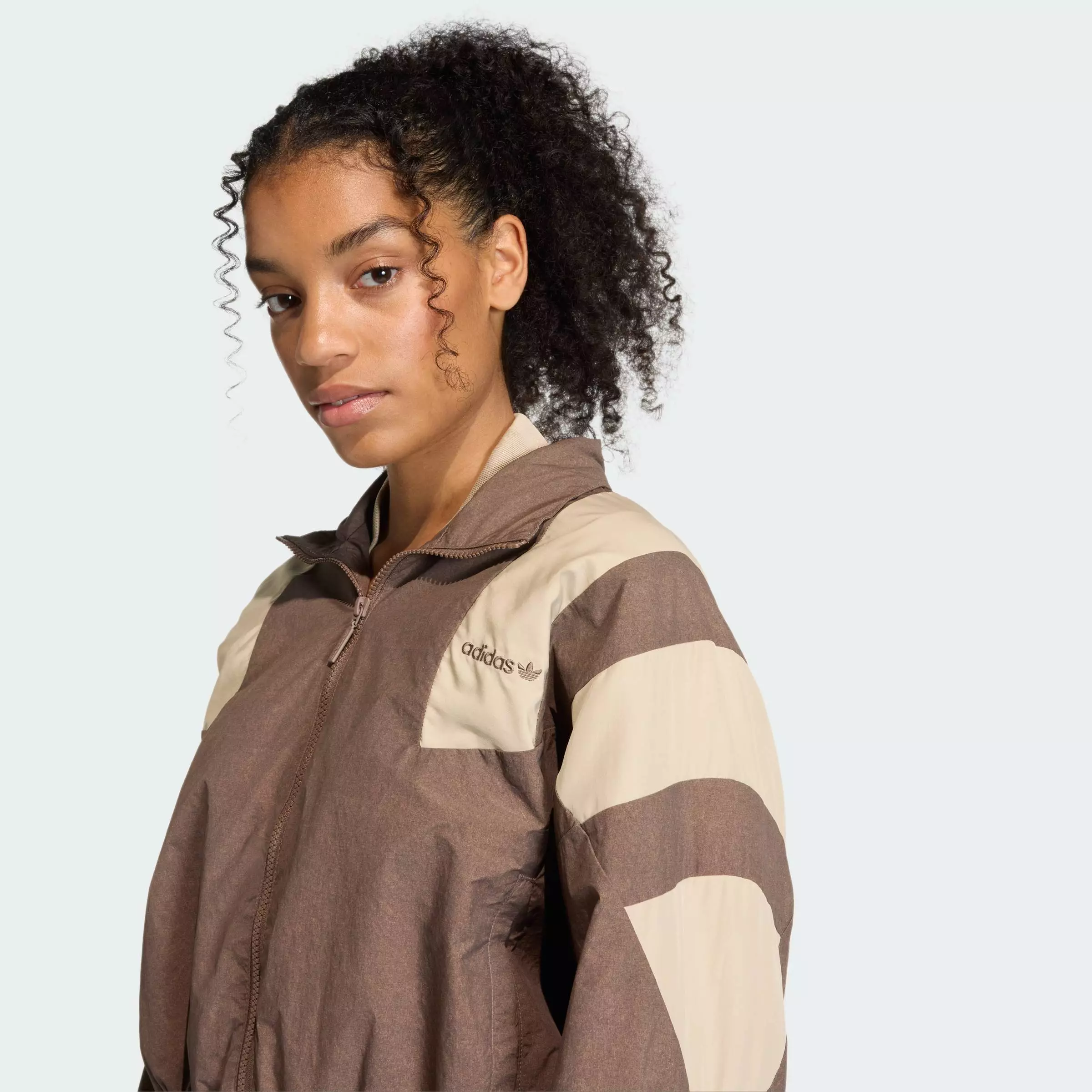 Lifestyle BLOCKED WASHED ZIPPED TRACK TOP Women Brown KD8787