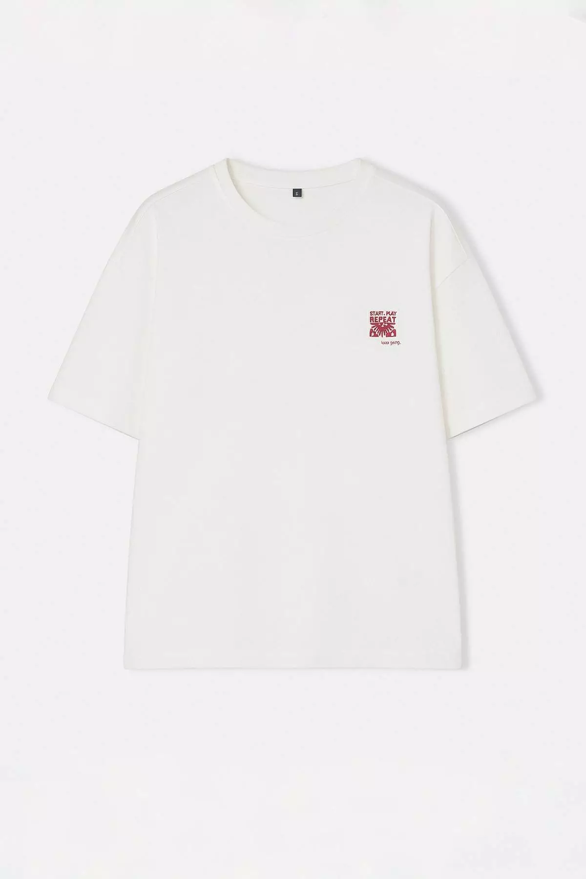 Ecru Oversized /Wide Cut Embroidered 100% Cotton T-Shirt Tmnss26Ts00024
