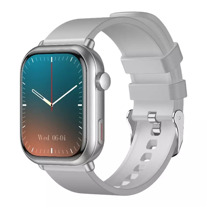 Jam Tangan Unisex Olike Meta S2 Smartwatch With HD Screen 1000mAh Sync Strava IP68 Light Grey Rubber Strap