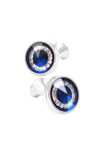Kings Collection blue Round Blue Crystal Cufflinks (KC10116) 51DEFACC8ADC7CGS_1