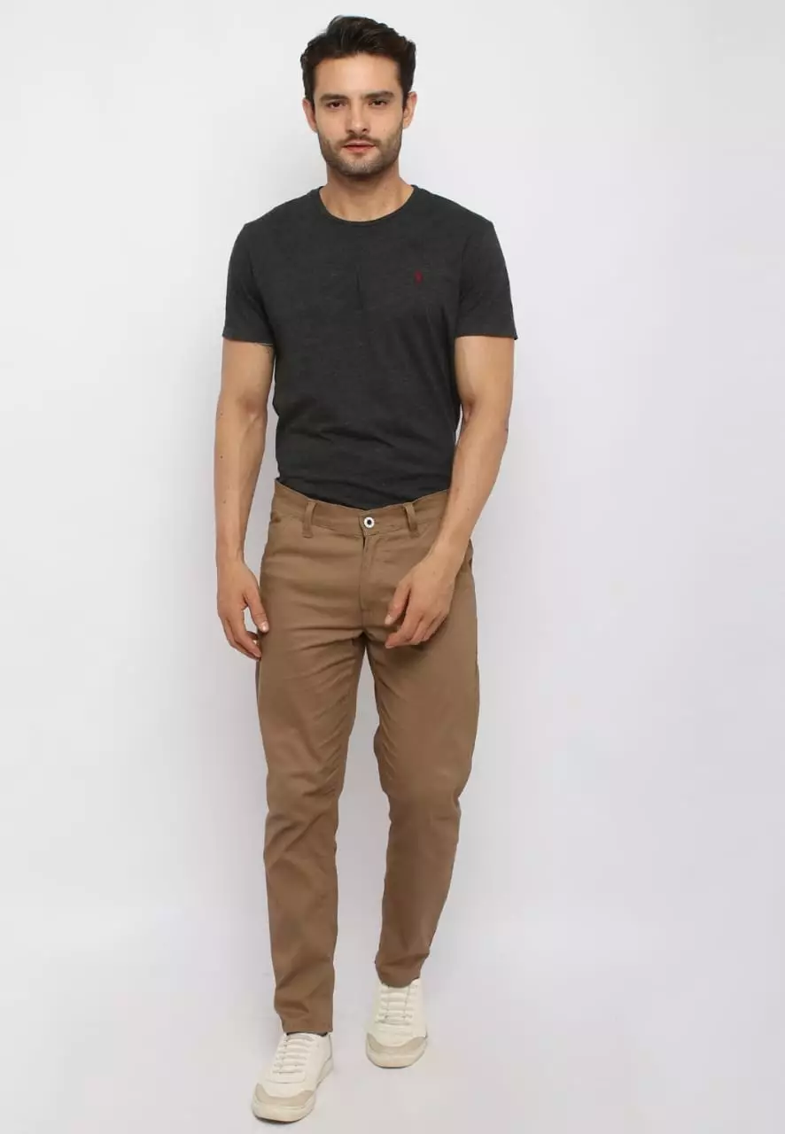 Celana Pria Panjang Chinos Coklat Slimfit