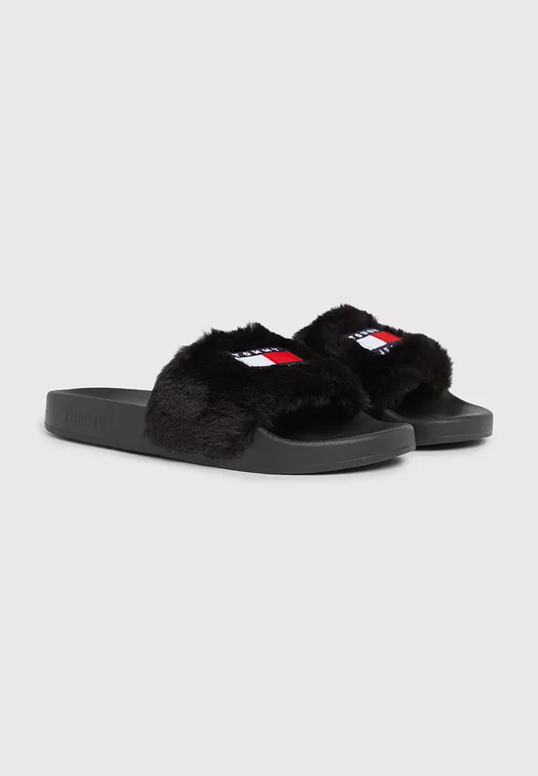 Tommy hilfiger outlet fur slides