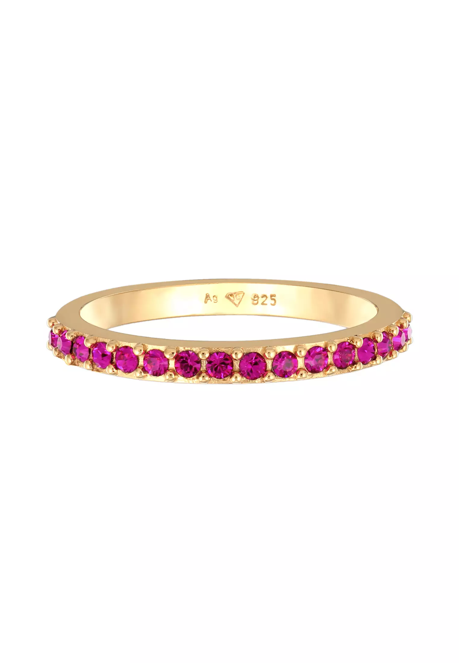 Pink Crystal Eternity Band Ring – Gold-Plated Silver