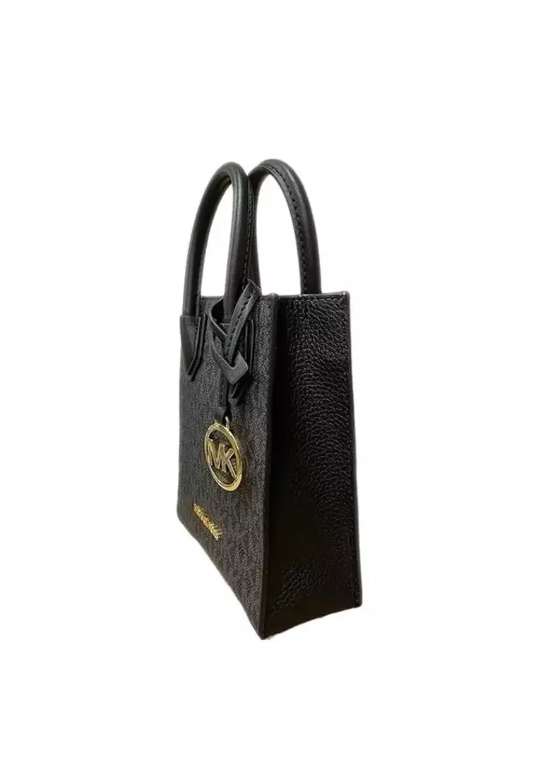 MICHAEL KORS MERCER Women's Black Signature Pattern Shopper Bag