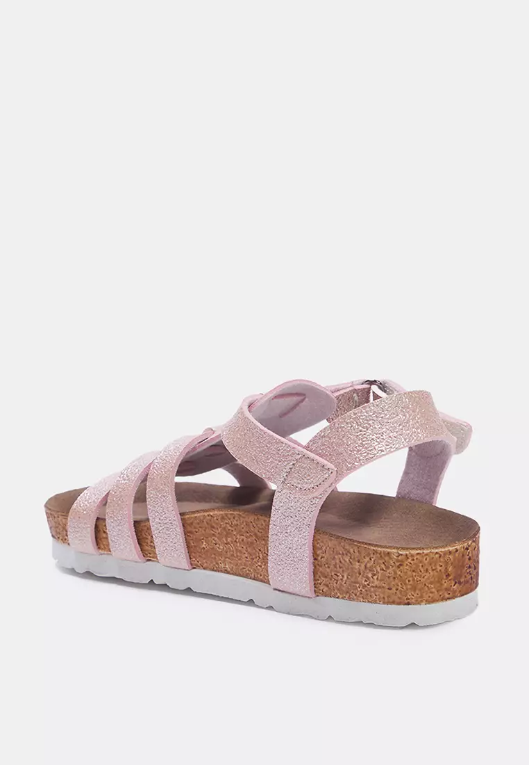 Pink Shiny Strappy Sandal Takss25Sd00012