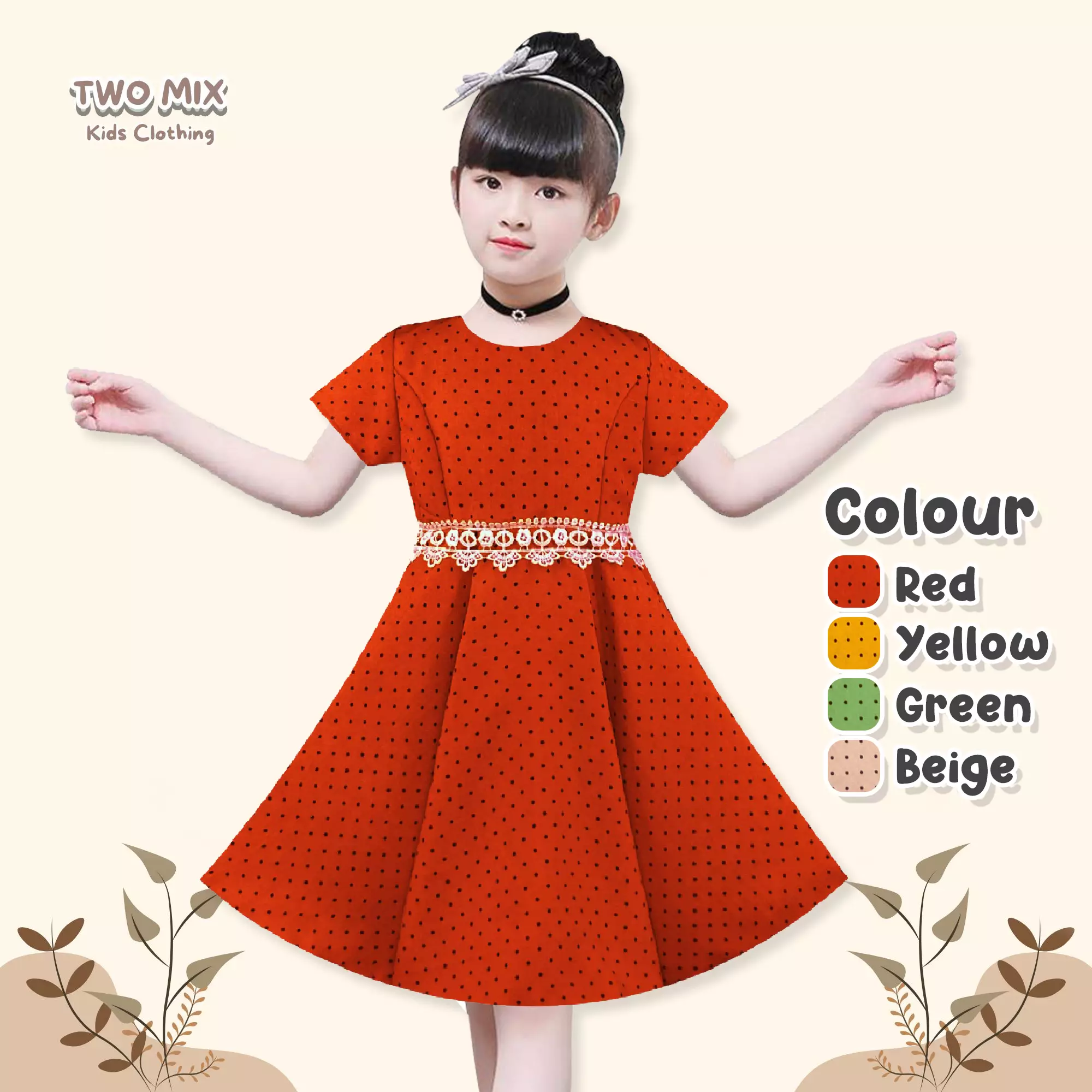 Two Mix - Elsa Baju Dress Anak Perempuan - Gaun Fashion Lucu1-12 Tahun 4395 Green
