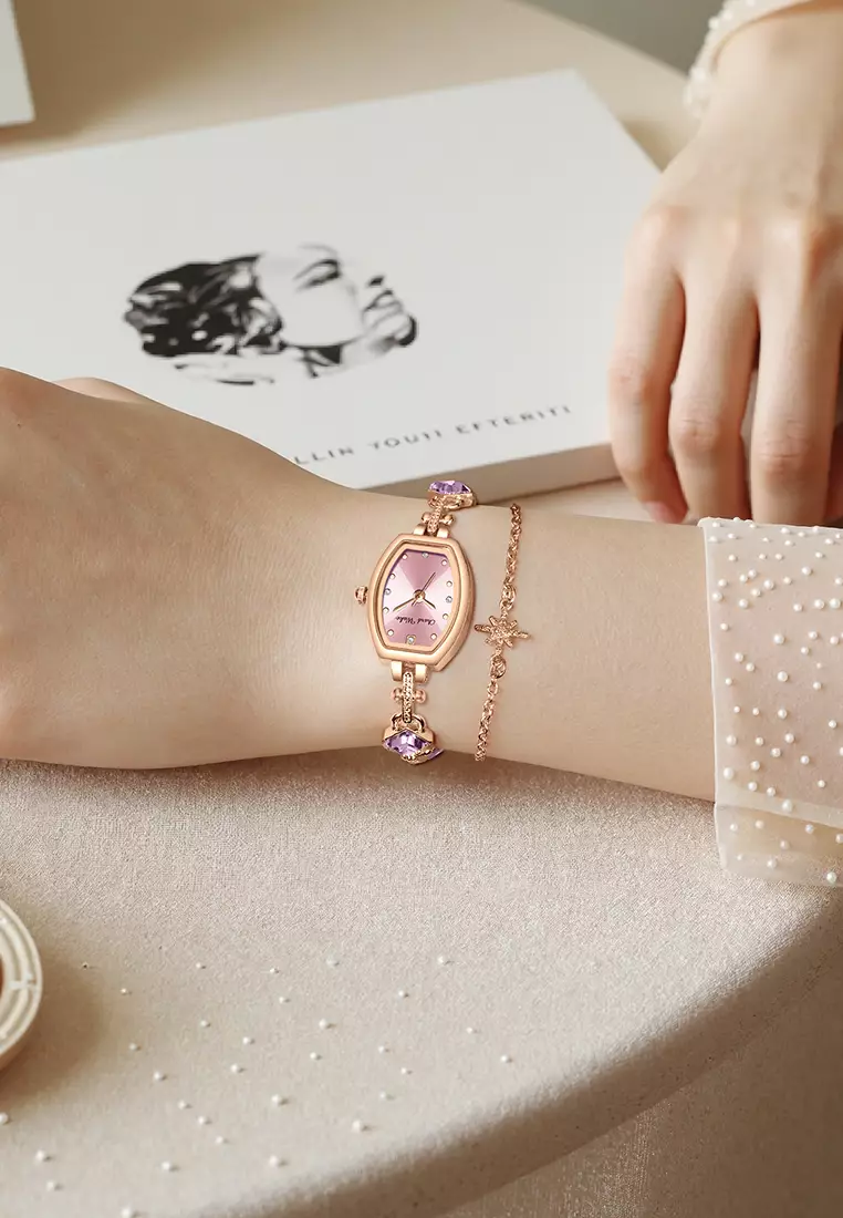 Jam Tangan Wanita Original Korea Gelang Fashion Original Jam Tangan Cewek Anti Air rosepink