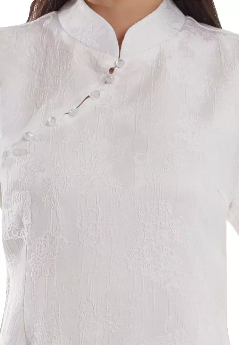Forest Ladies CNY Cheongsam Short Sleeve Dress - 885129-02White