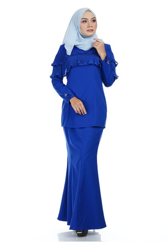 Shahnaz Kurung with Layered Pleated Panel from Ashura in Blue