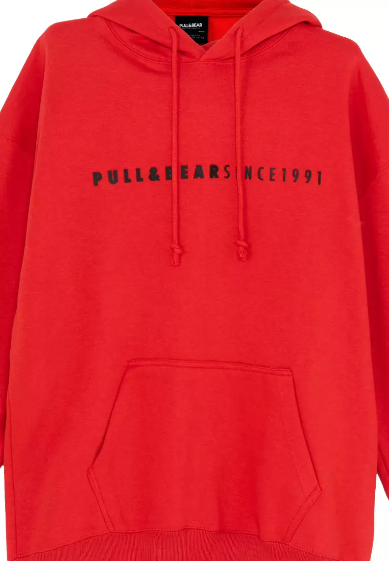 Pull and bear hoodie red shop
