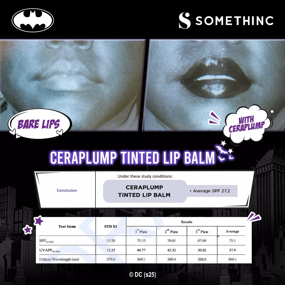 SOMETHINC Ceraplump Tinted Lip Balm SPF25 PA++++ - Flirty (Batman Edition)