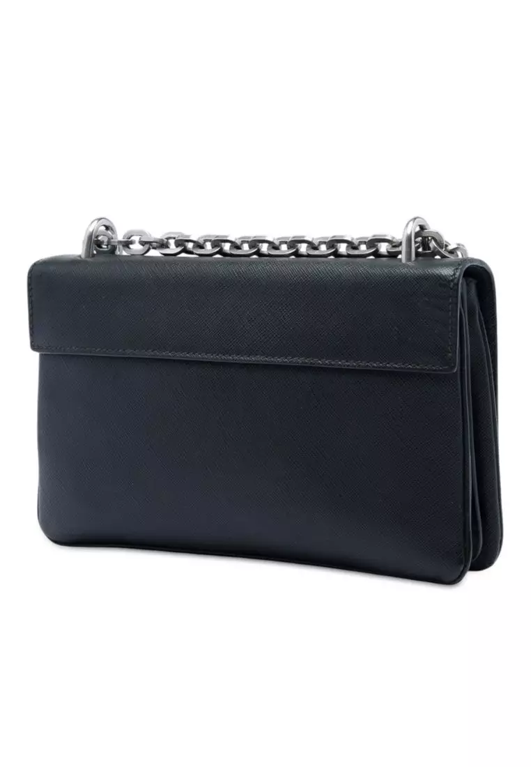 Pre-Loved Prada Saffiano Lux Lock Chain Flap