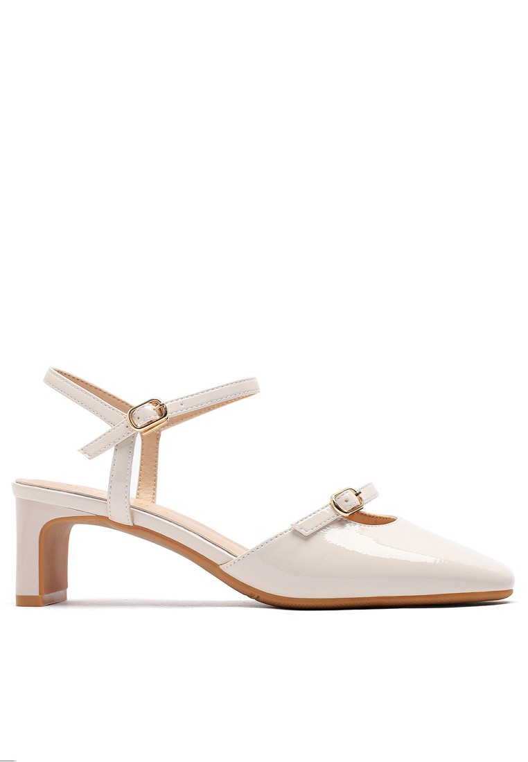 6CM Buckle Patent Leather Strap Mid Heel 855-3