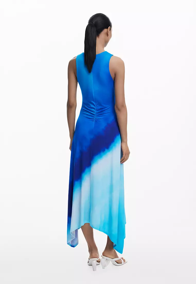 Tie-dye ruched dress