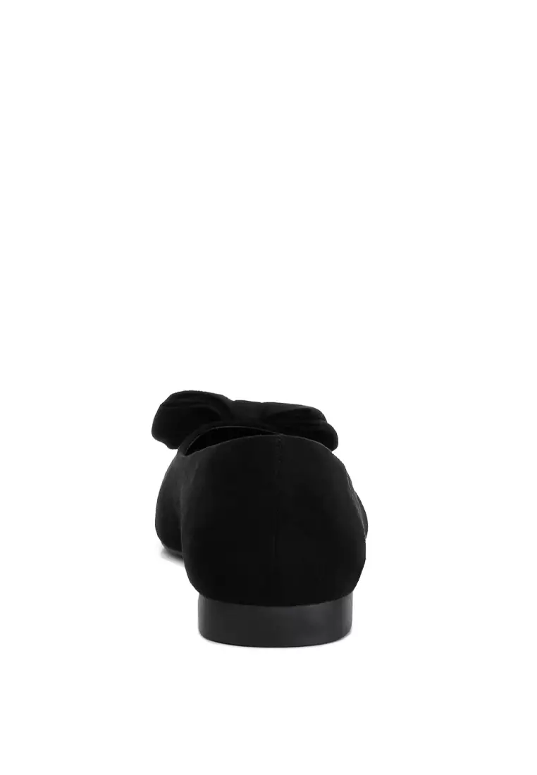 Black Micro Suede Bow Ballerinas