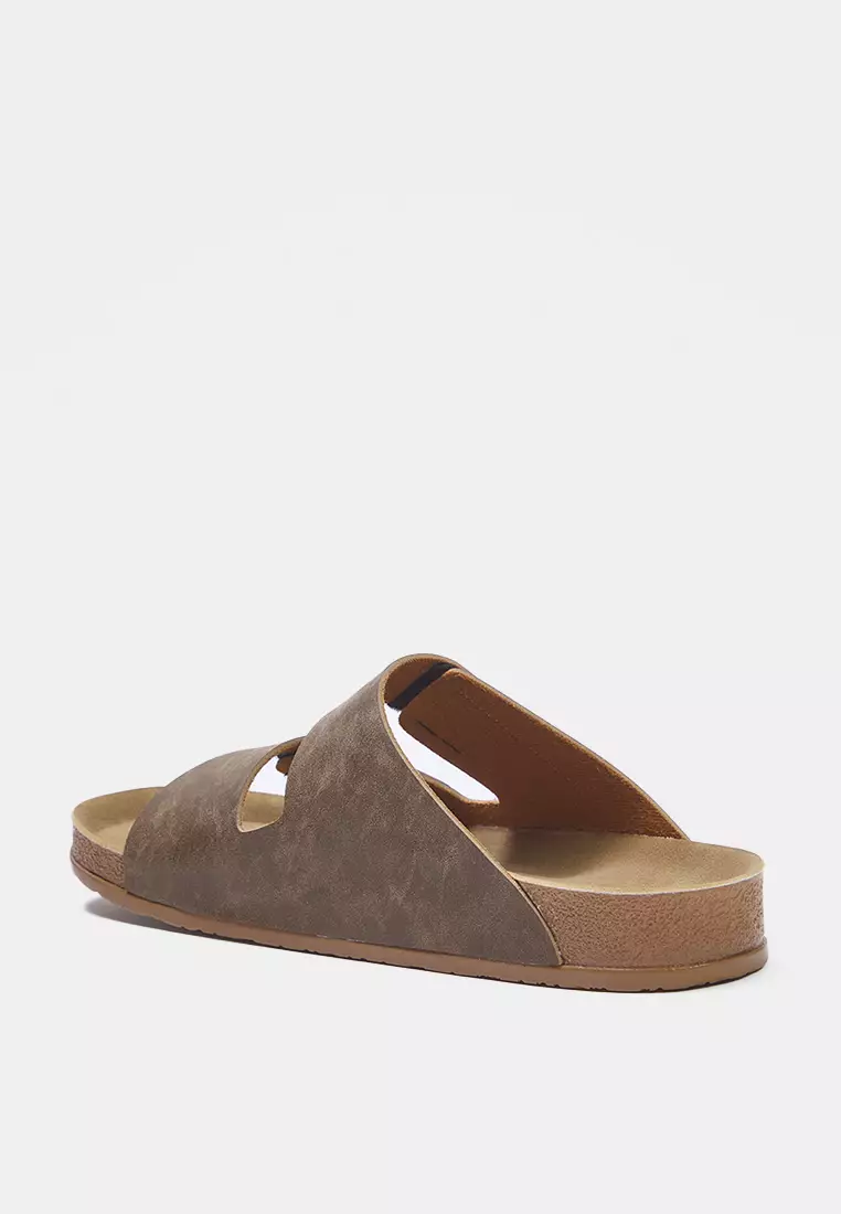 Mink Nubuck Velcro Tape Men's Flat Sole Slippers Takss25Te00034