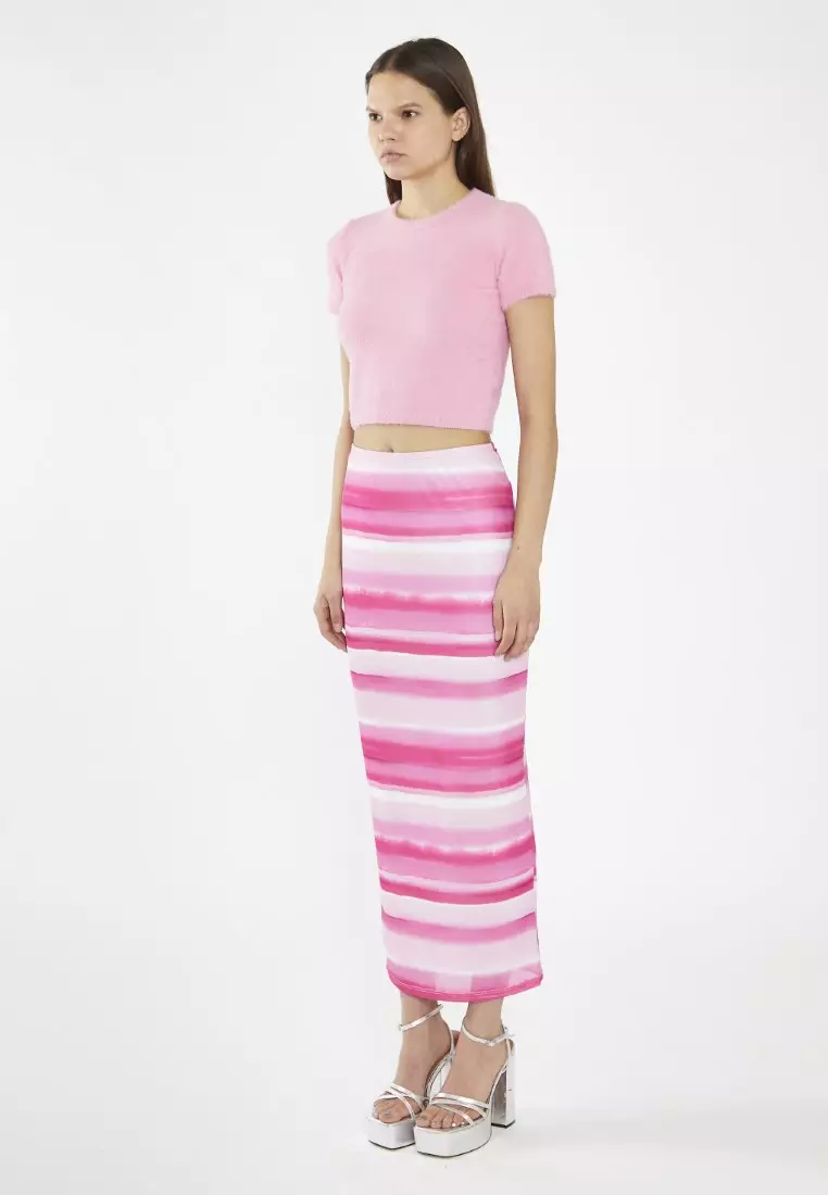 Candy Pink Short Sleeve Knitted Top