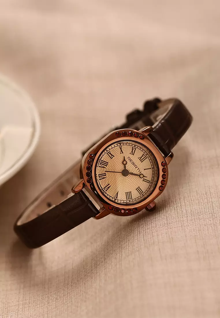 Jam Tangan Wanita Anti Air Original Korea Elegan Antik Style Jam Tangn Cewek Kecil Tali Kulit brown